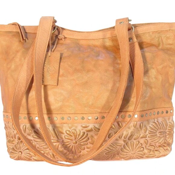 SUNDANCE ANABAGLISH Sunblossom $160 Caramel Leather Tote Bag - HAND MADE - Picture 2 of 13